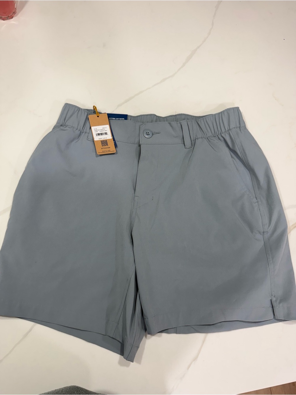 AFTCO Men's Hybrid Elastic-Waist Shorts in Light Blue-Gray